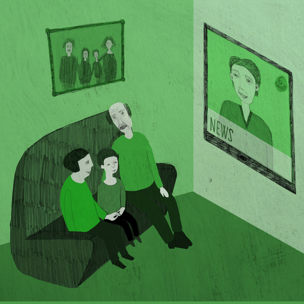 older couple at home looking after a friends child