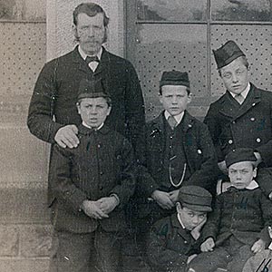 The boys of Cottage No. 10 with Mr Forrest