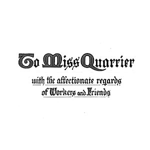 Cover of scrapbook presented to Miss Mary Quarrier, 1923